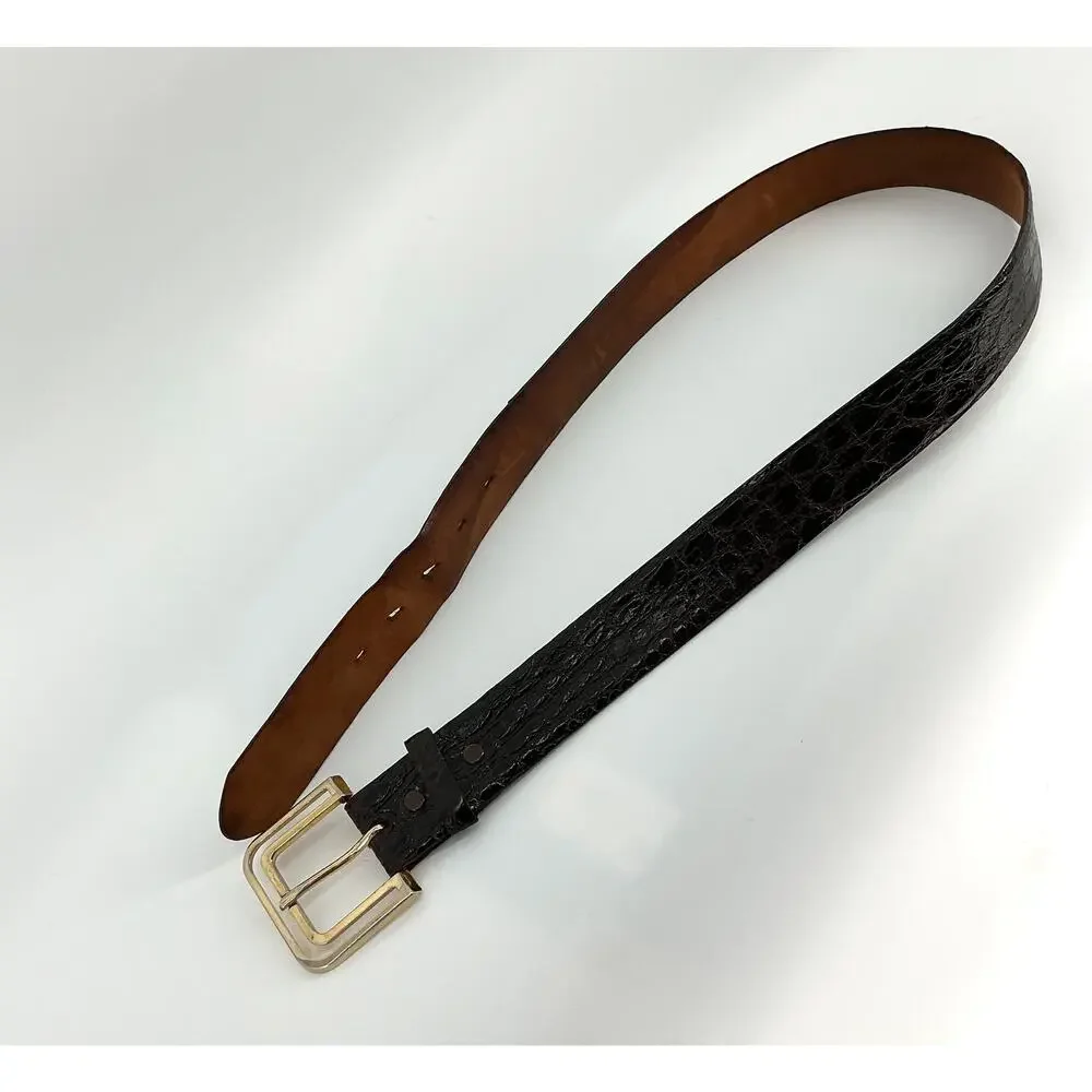 Justin Genuine Alligator Leather Belt 34 Dark Brown Western Removable Buckle